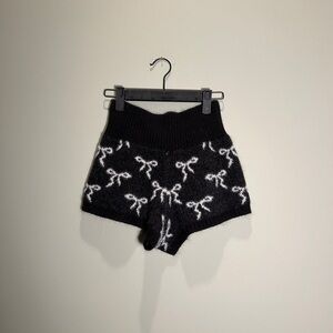 Urban Outfitters High Waist Bow Detail Black and White Shorts